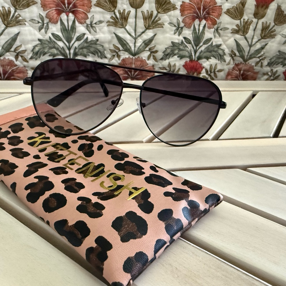 Kittenish Aviator Sunglasses with Pink Leopard Case